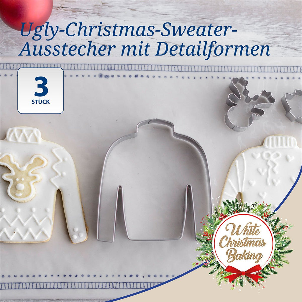 Montert Kakeutstikkere Ugly Christmas Sweater rustfritt stål sett