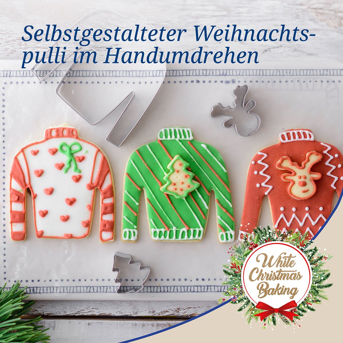 Kakeutstikkere Ugly Christmas Sweater rustfritt stål i bruk