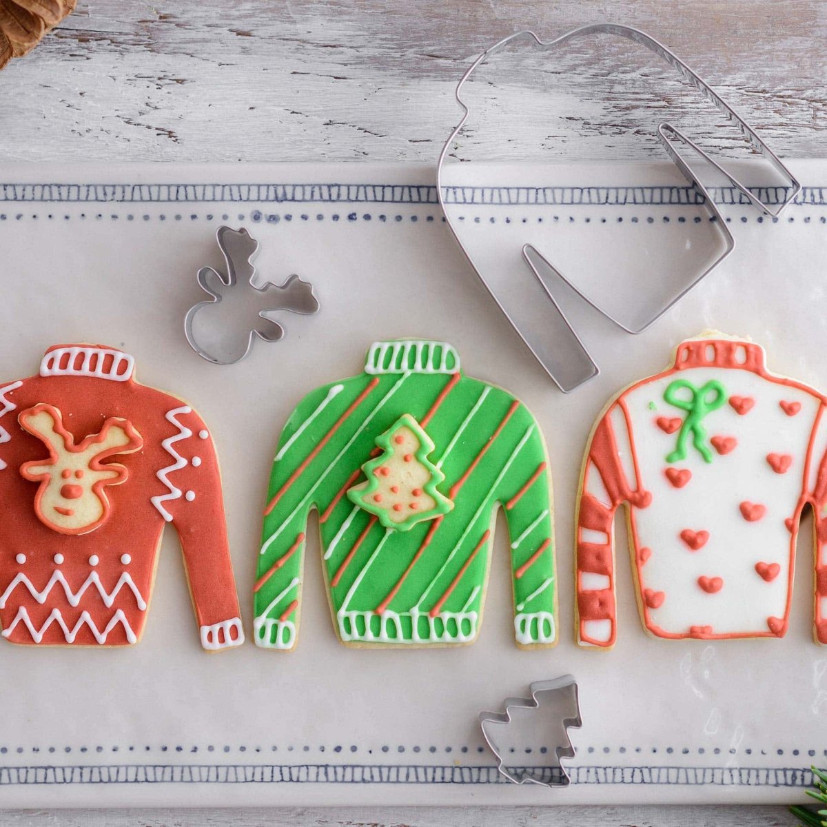 Kakeutstikkere Ugly Christmas Sweater rustfritt stål og kaker