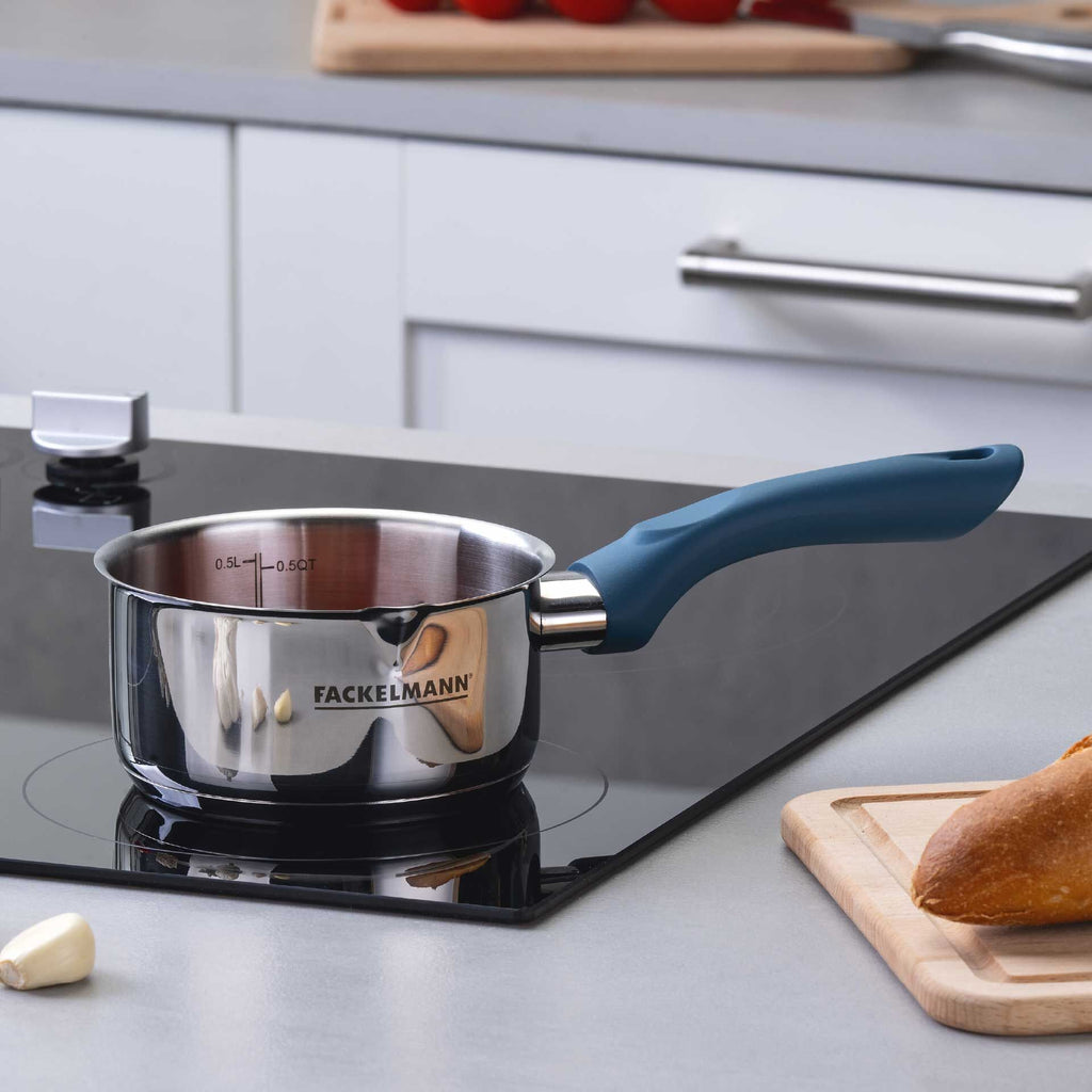 Kasserolle Essential Ø12 cm rustfritt stål blå - Fackelmann bakside