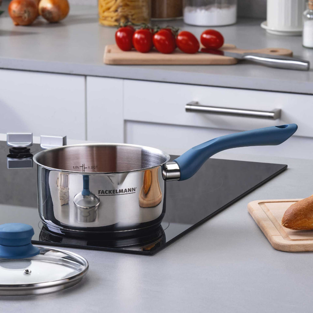 Kasserolle Essential Ø16 cm 1,5 L rustfritt stål blå bakside