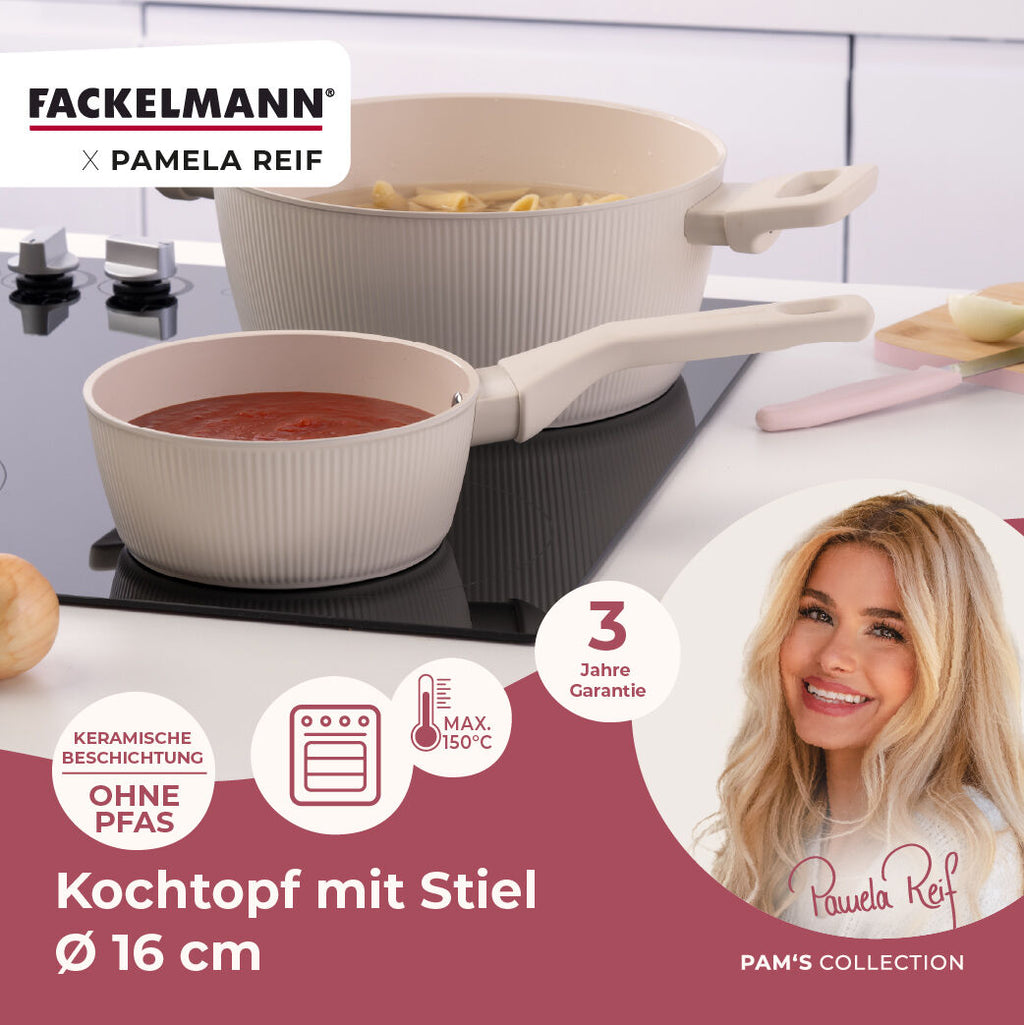 Soft-touch håndtak på Kasserolle med lokk Shell keramisk non-stick