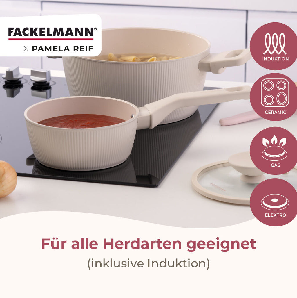 Kasserolle med lokk Shell keramisk non-stick montert på kokeplate