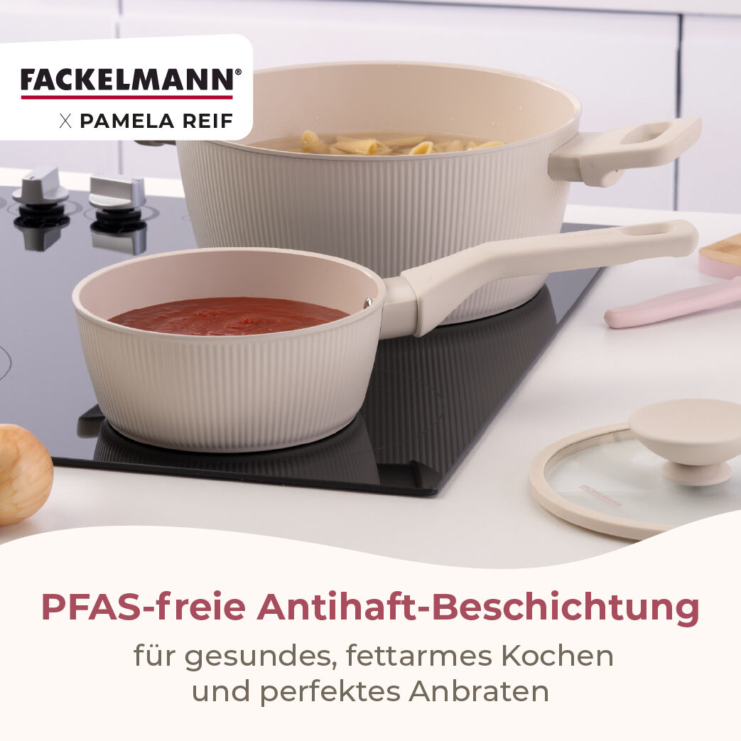 Rilledesign på Kasserolle med lokk Shell keramisk non-stick