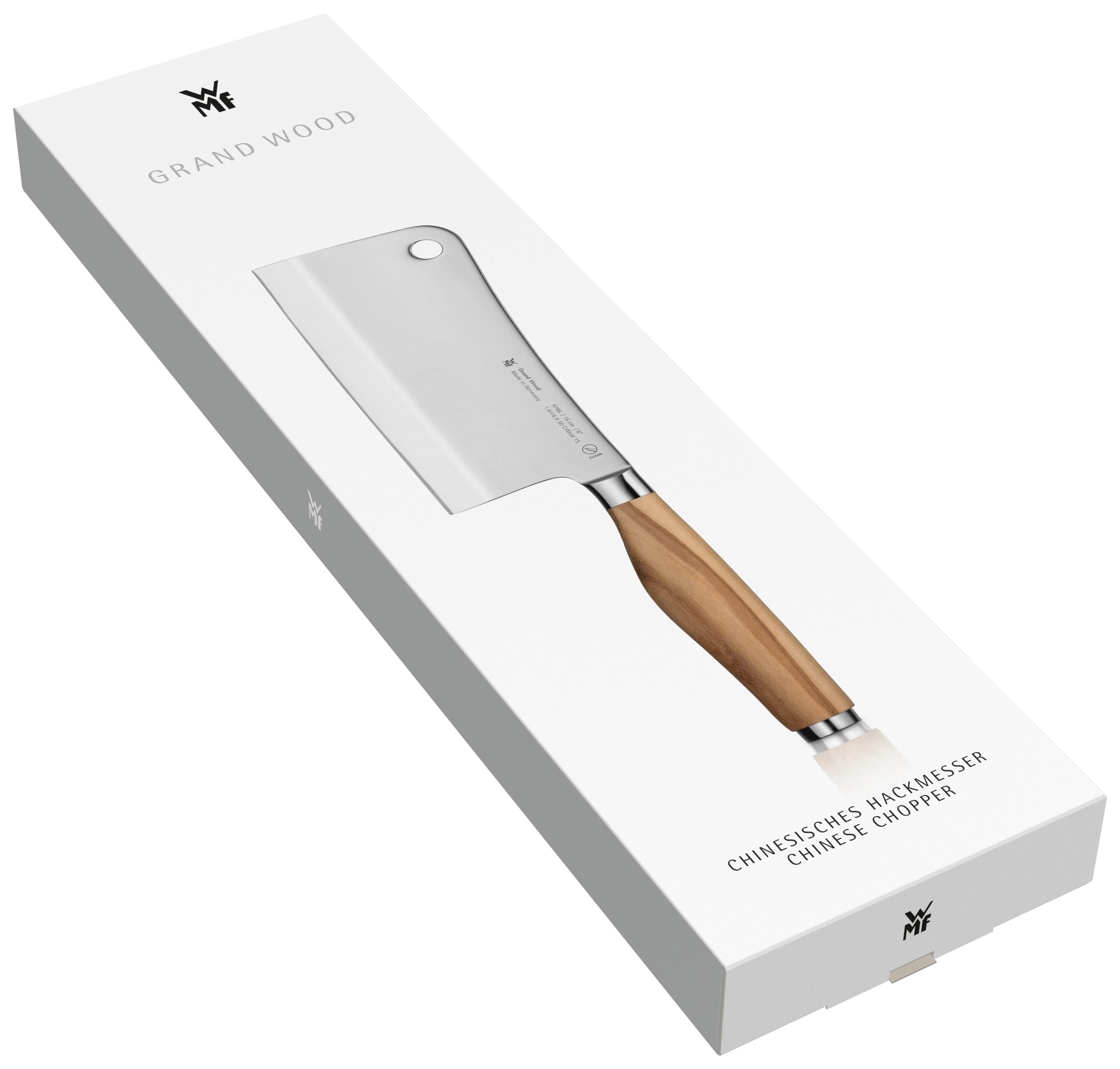 Kinesisk hakkekniv 15 cm Grand Wood oliventre - WMF detalj av blad