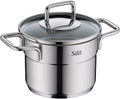 Kjele 12 cm rustfritt stål med glasslokk Extra Cook Mini forfra