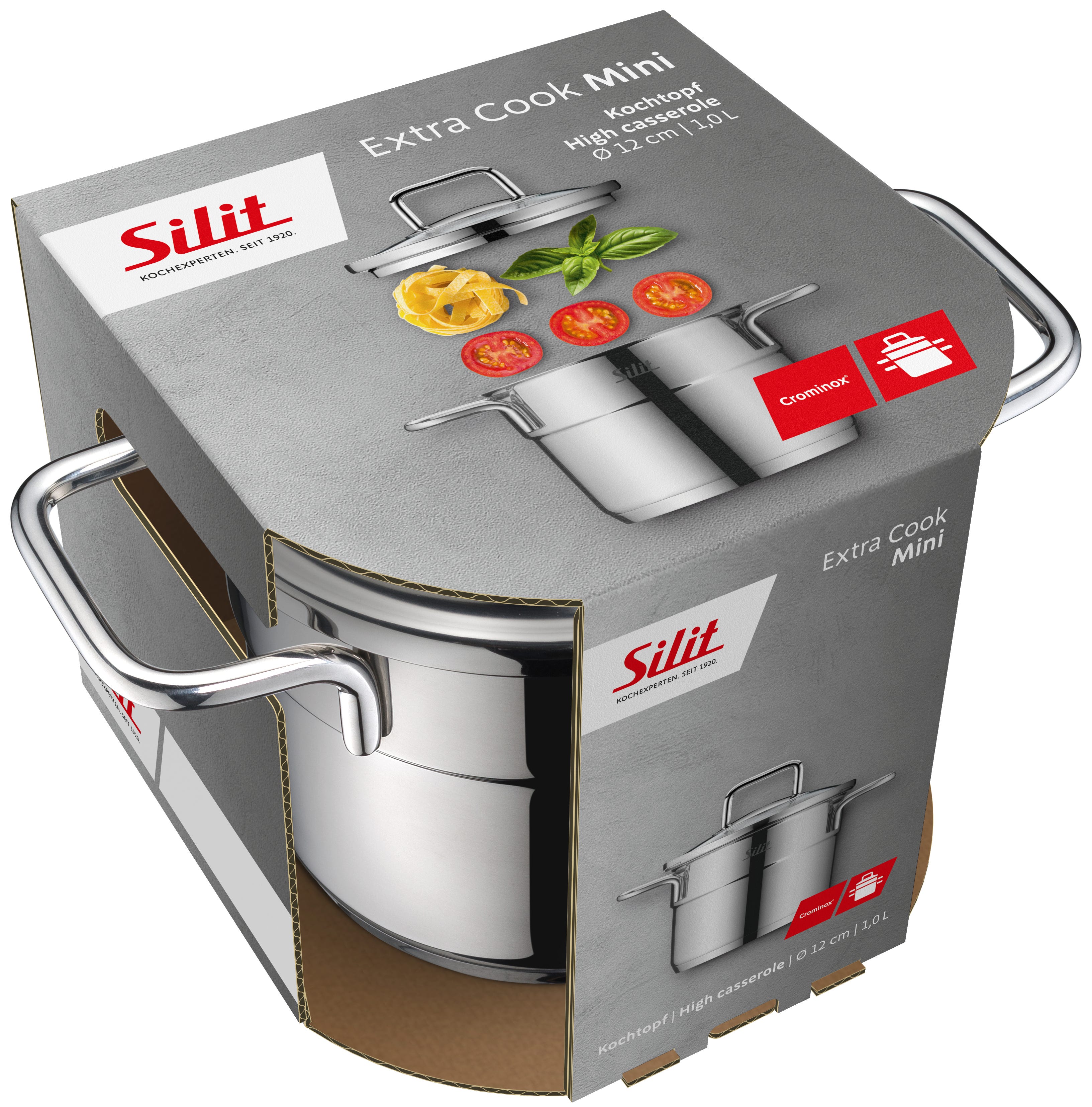 Kjele 12 cm rustfritt stål med glasslokk Extra Cook Mini i bruk