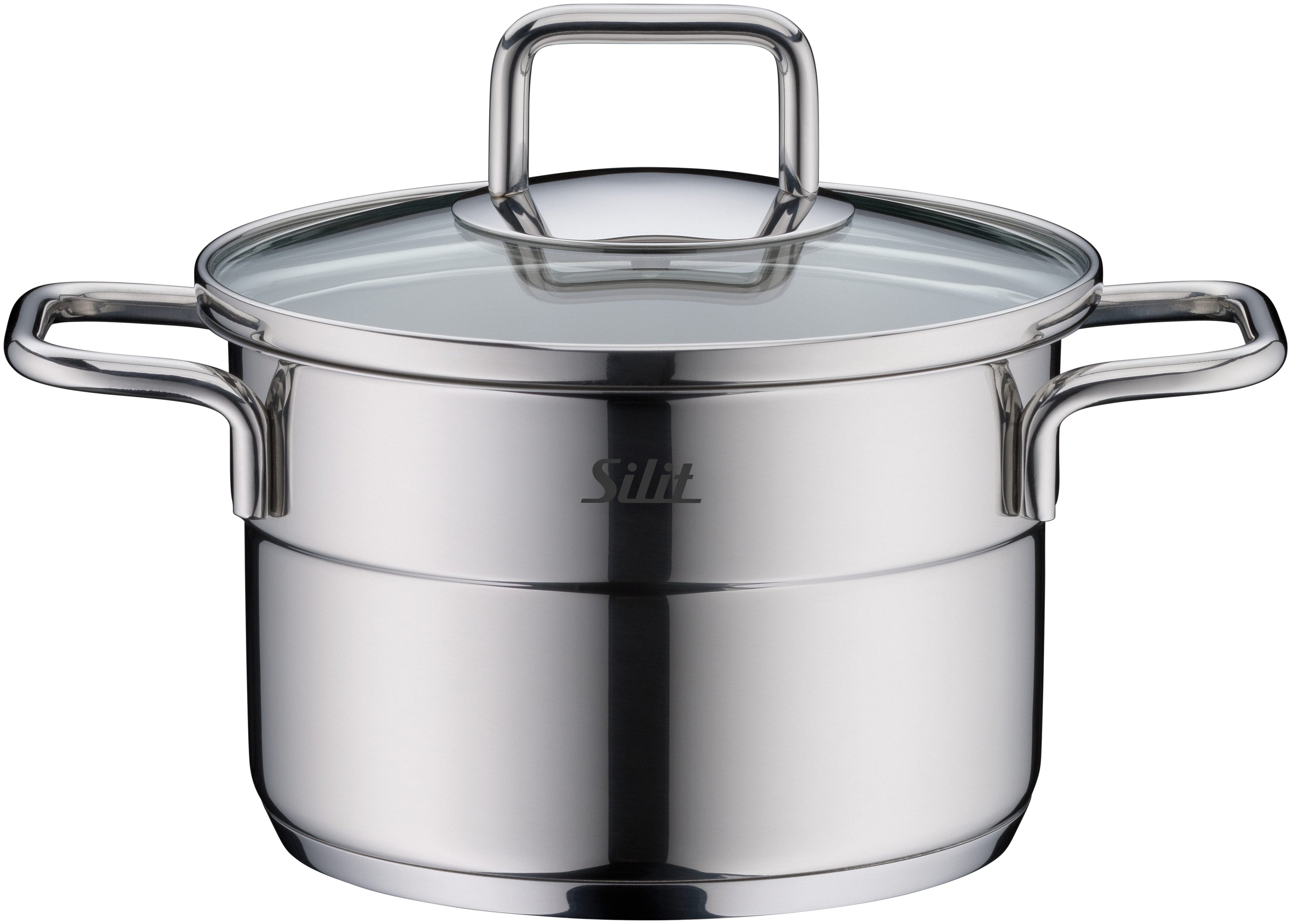 Kjele 14 cm rustfritt stål med glasslokk Extra Cook Mini Silit bakside