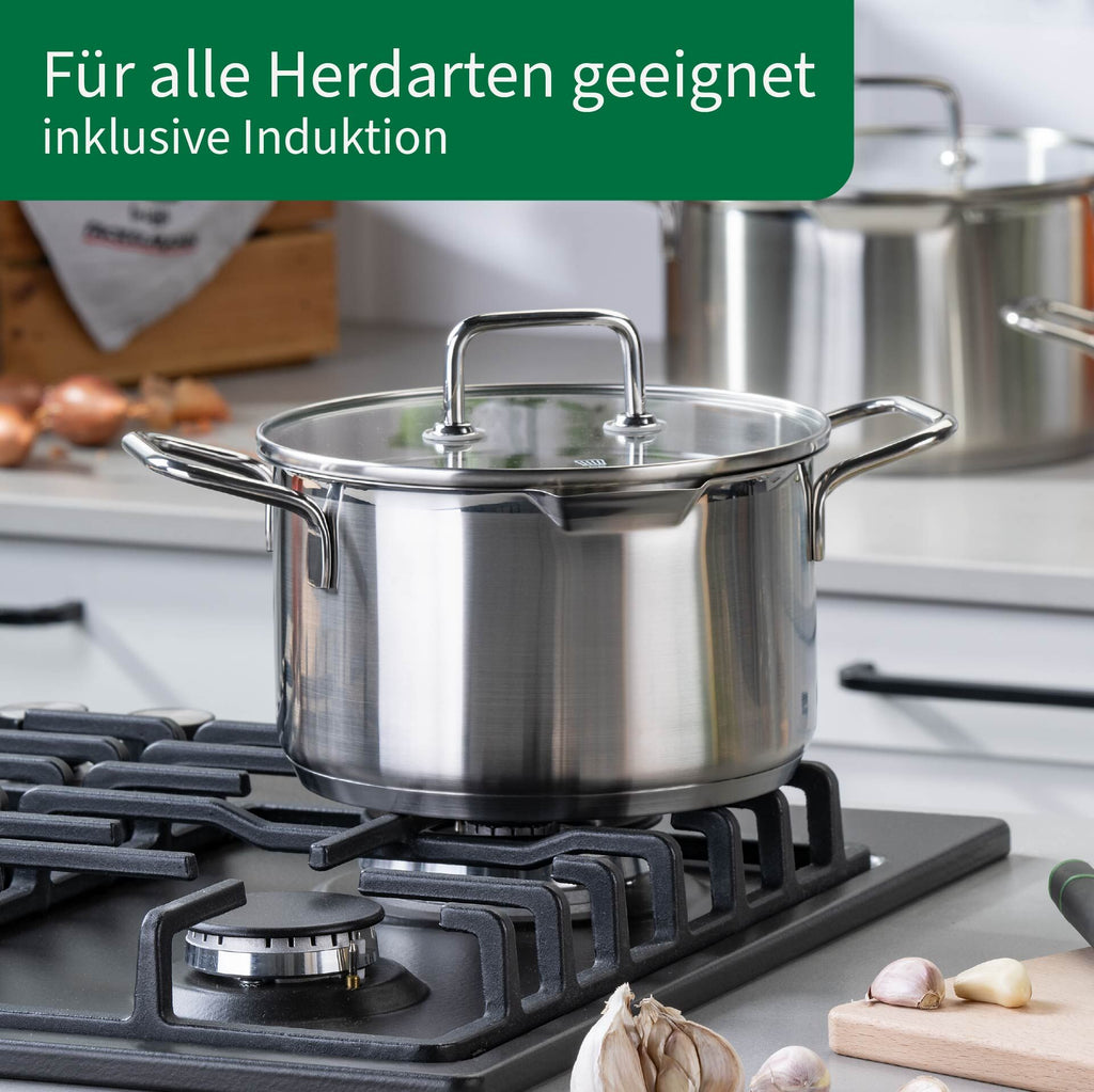 Kjele med glasslokk Nürnberg Ø20 cm rustfritt stål 3,6 L silfunksjon i lokk