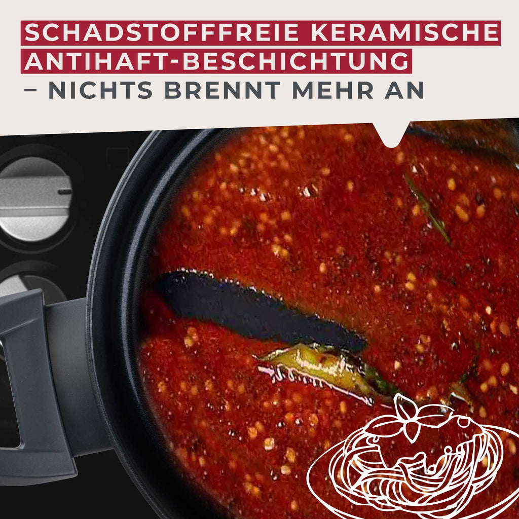 Kjele med lokk Ø20 cm non-stick keramikk resirkulert aluminium - Fackelmann montert på komfyr