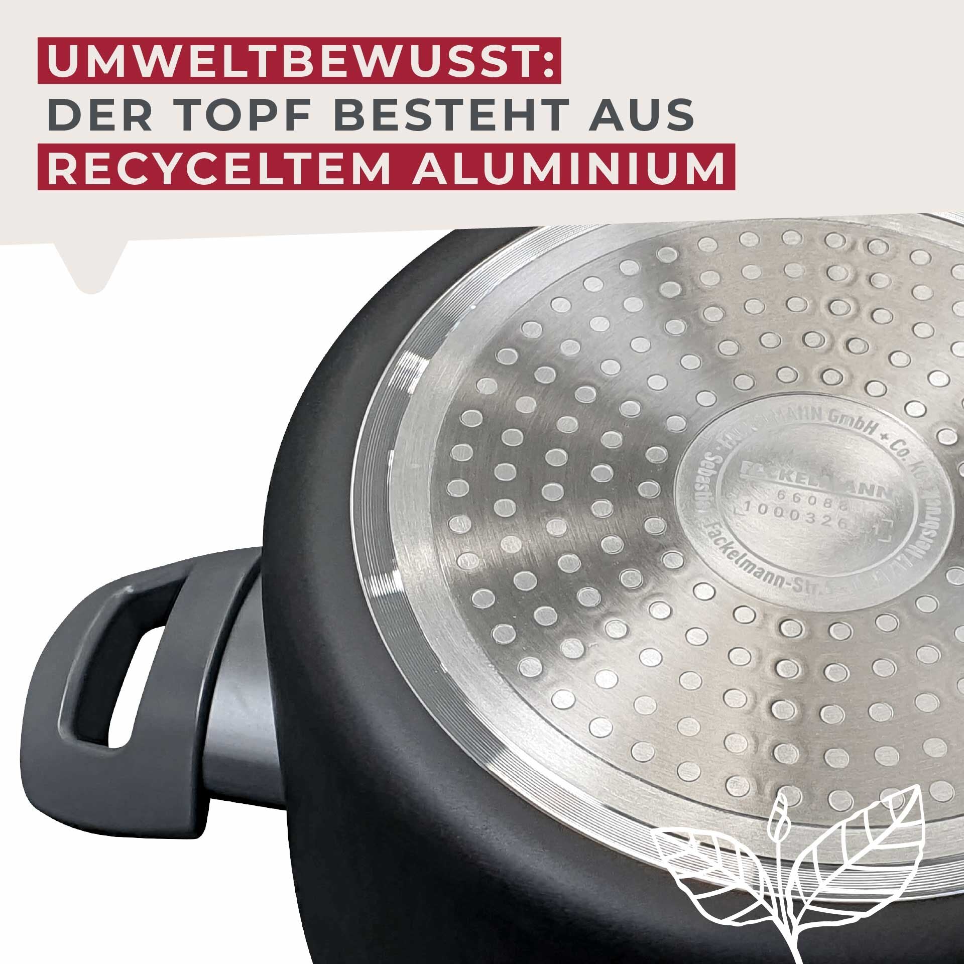 Oversikt av Kjele med lokk Ø20 cm non-stick keramikk resirkulert aluminium - Fackelmann