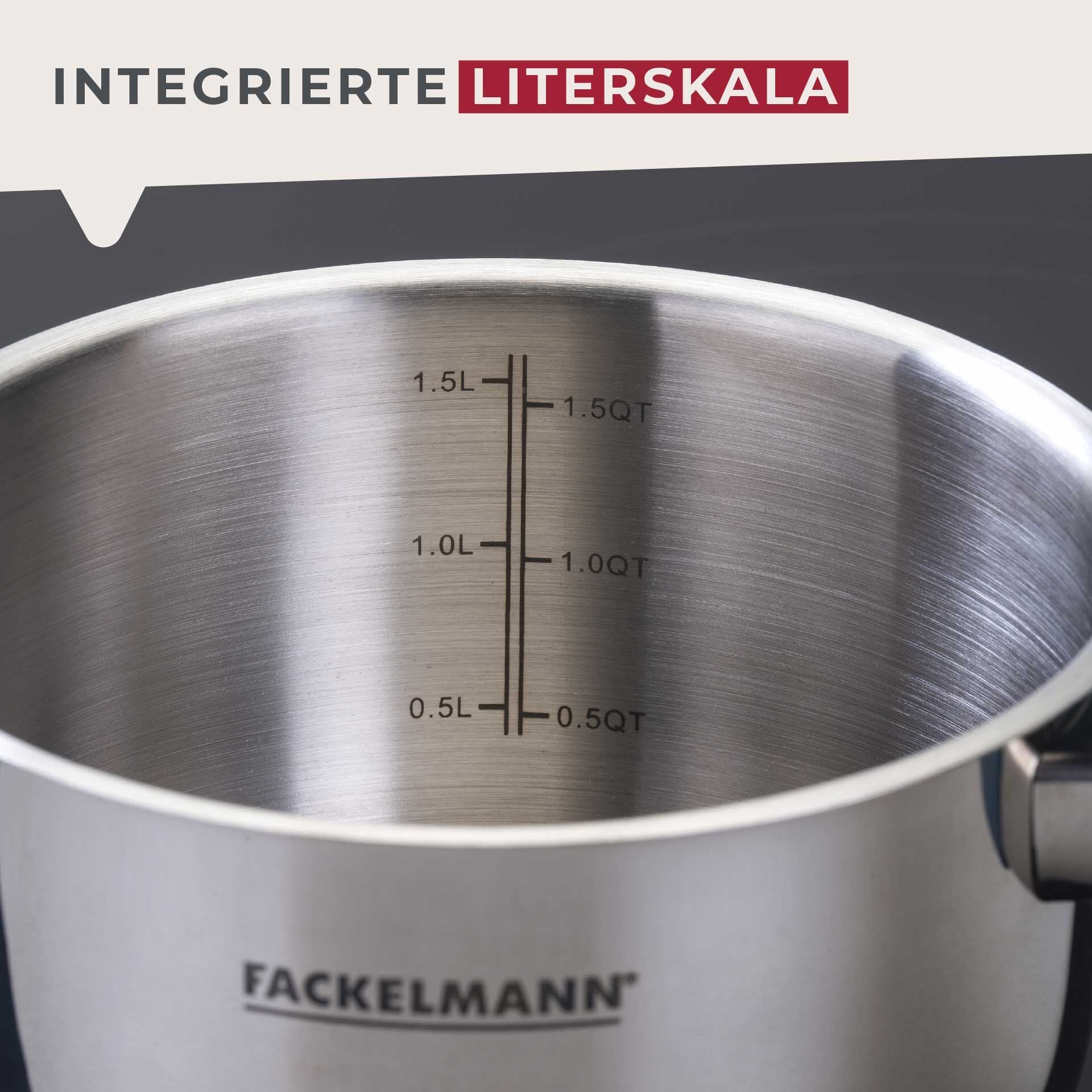 Kjele med lokk Essential Ø16 cm 1,8 L rustfritt stål blå sideprofil