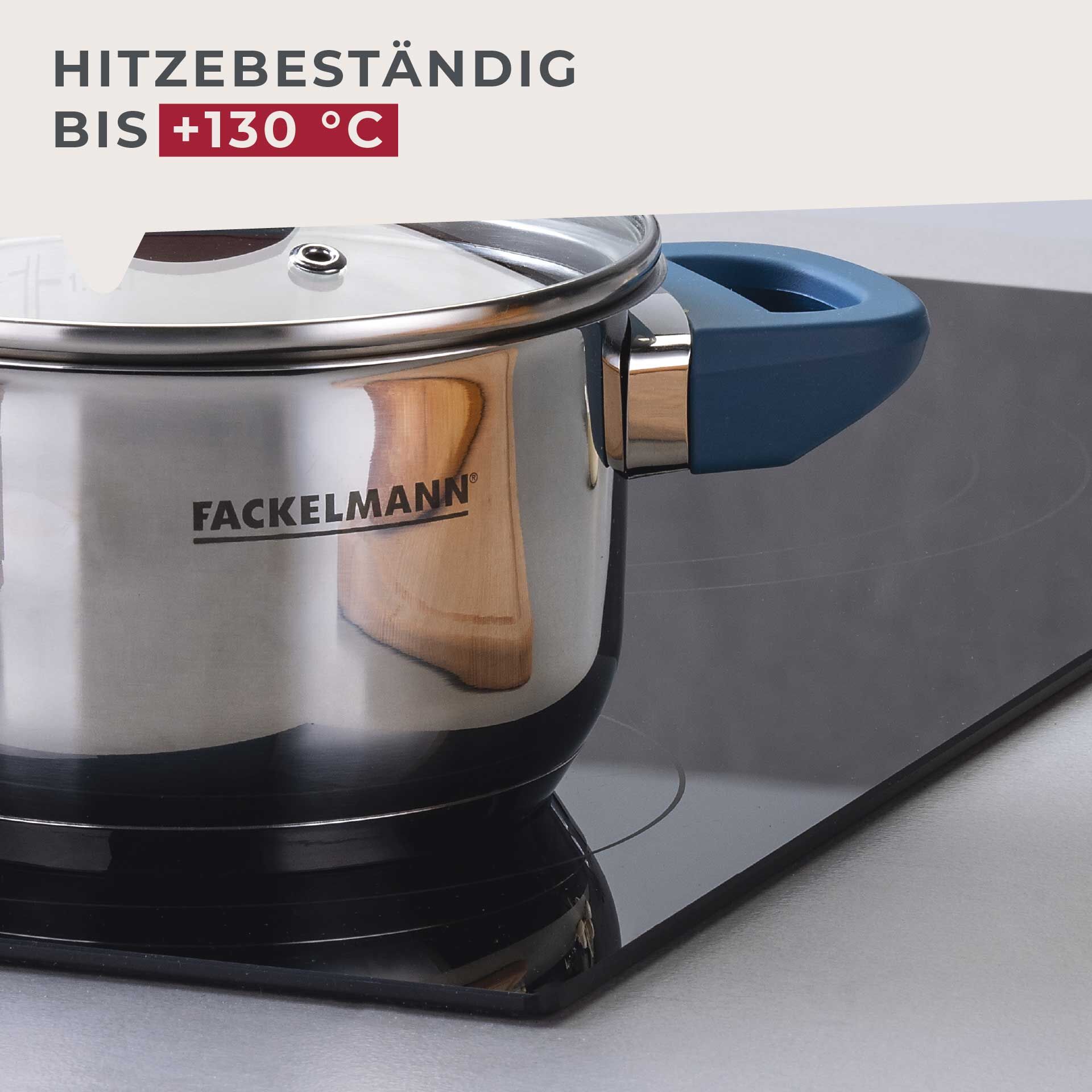 Nærbilde av transparent glasslokk på Kjele med lokk Essential Ø14 cm 1,3 L rustfritt stål blå