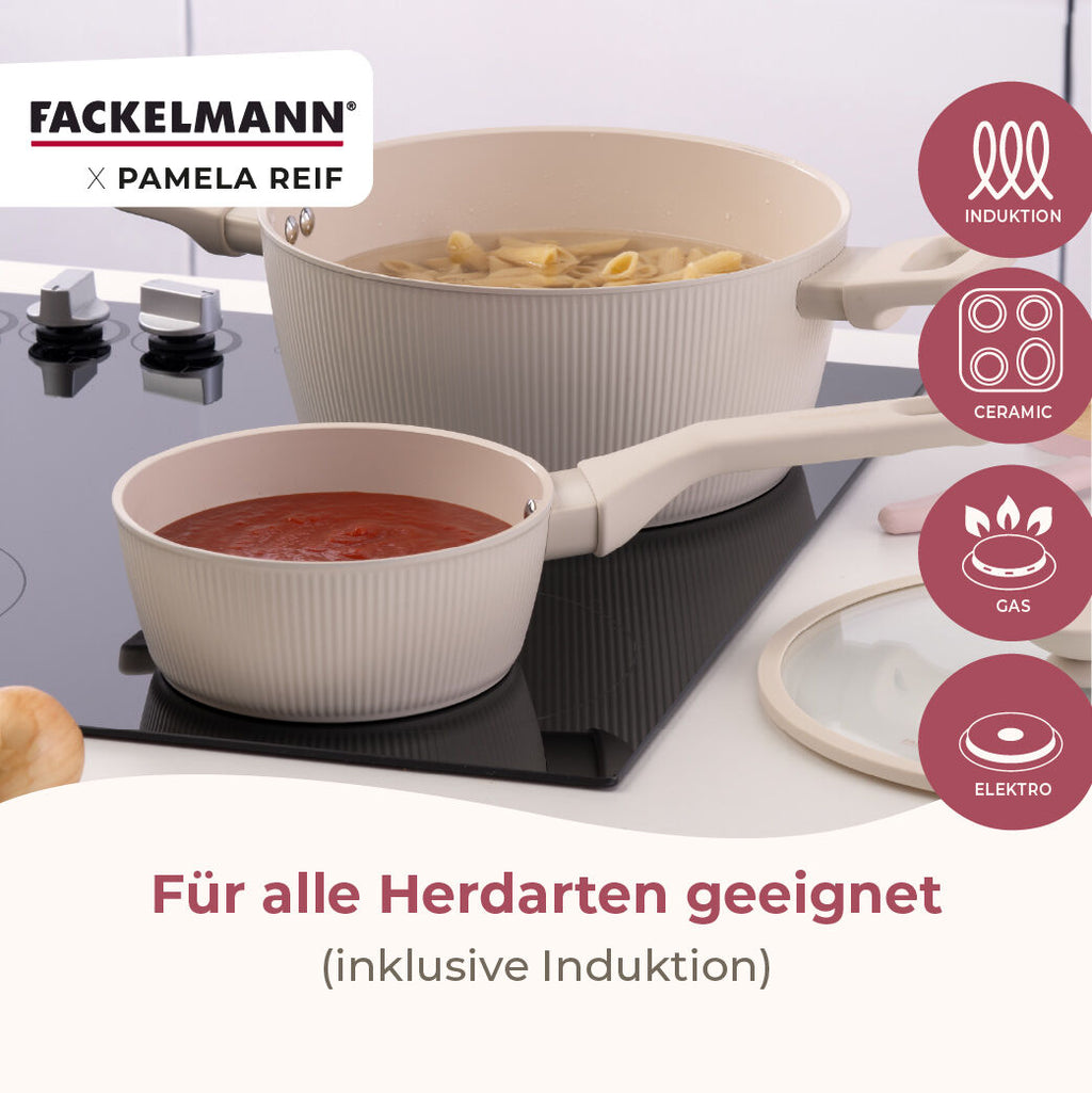 Kjele med lokk Shell resirkulert aluminium på kokeplate