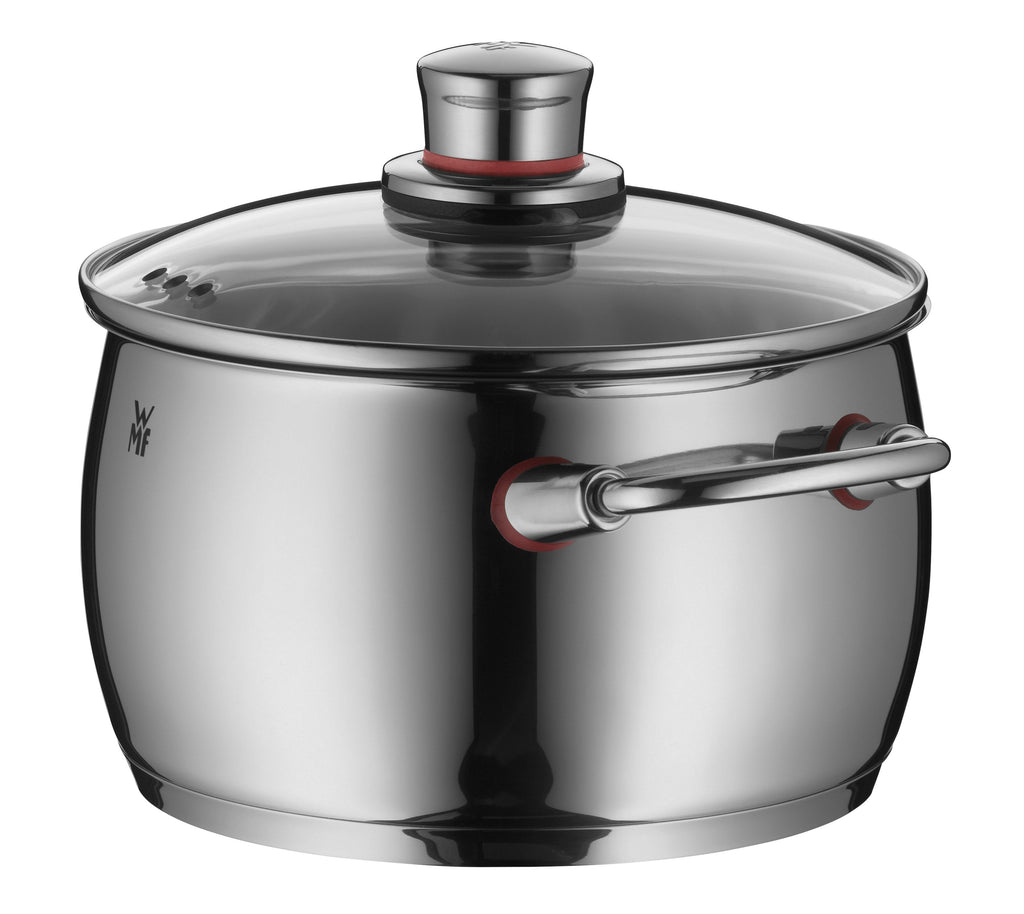Oversikt over lokk og kjele Kjele rustfritt stål 20 cm 3,8 L med glasslokk - WMF Quality One