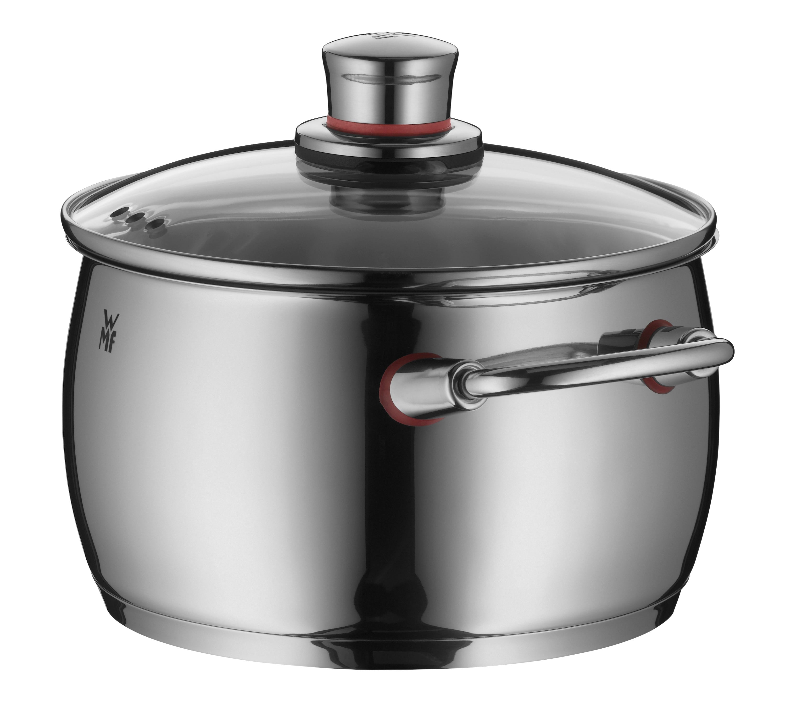 Oversikt over lokk og kjele Kjele rustfritt stål 20 cm 3,8 L med glasslokk - WMF Quality One