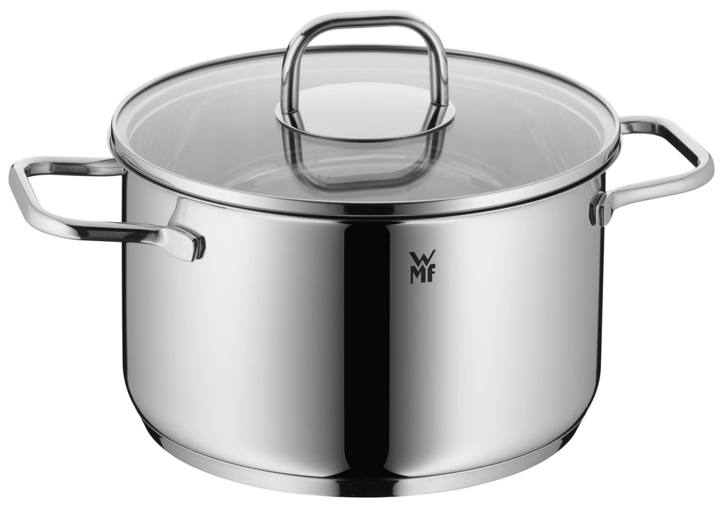 Kjele rustfritt stål 20 cm med glasslokk, induksjon WMF forfra