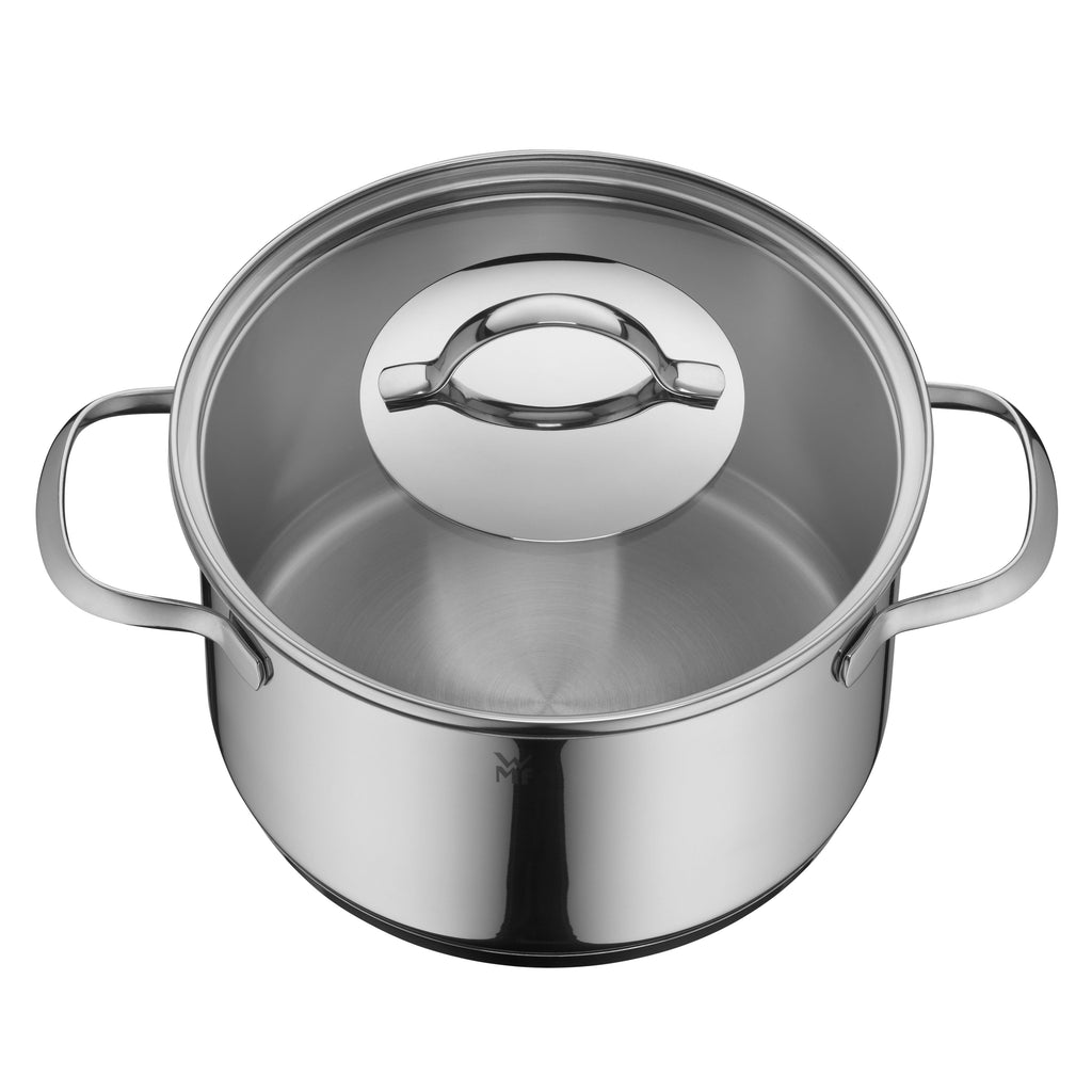 Kjele rustfritt stål 20 cm med glasslokk Provence Plus sett ovenfra