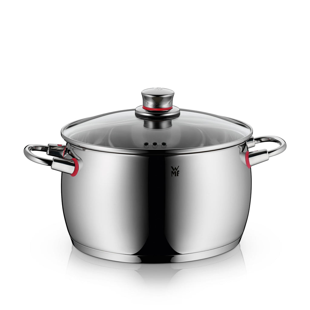 Kjele rustfritt stål 24 cm 6,8 L med glasslokk Quality One - WMF forfra