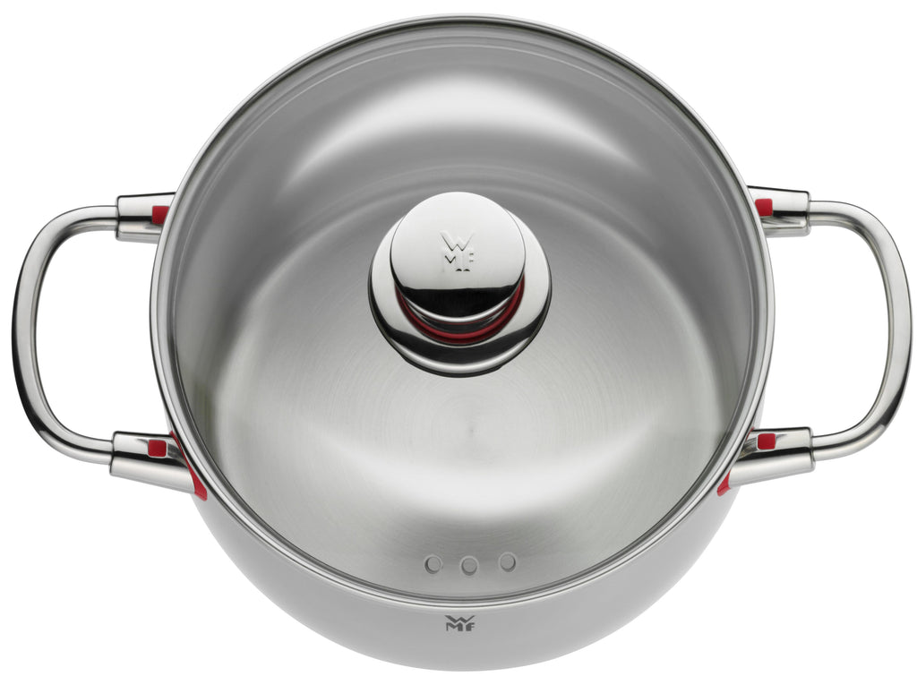 Baksiden av Kjele rustfritt stål 24 cm 6,8 L med glasslokk Quality One - WMF