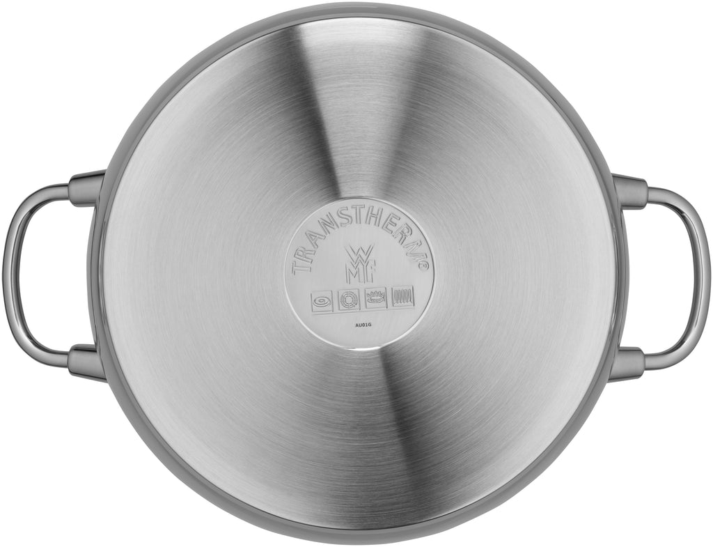 Detaljbilde av håndtak med Cool+ teknologi på Kjele rustfritt stål 24 cm 6,8 L med glasslokk Quality One - WMF