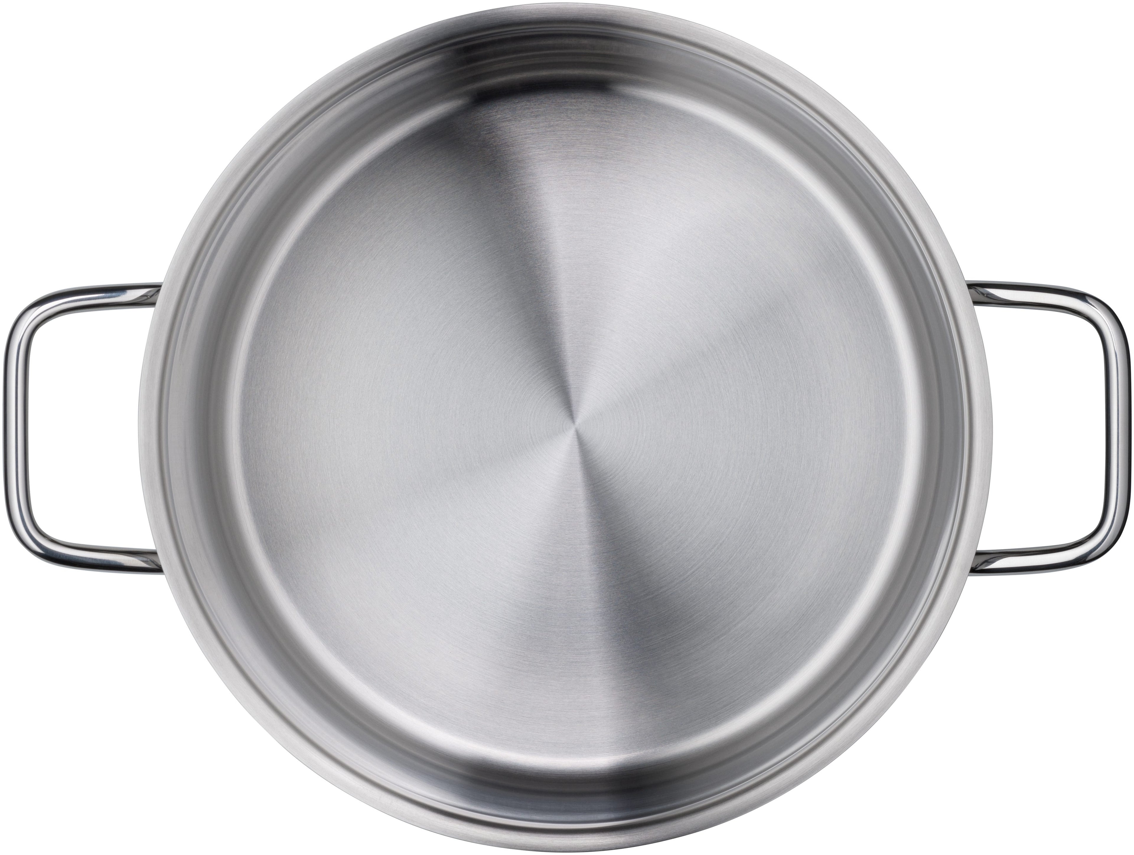 Kjele rustfritt stål 24 cm med glasslokk, induksjon sett ovenfra
