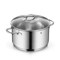 Kjele rustfritt stål 24 cm med glasslokk Provence Plus WMF forfra
