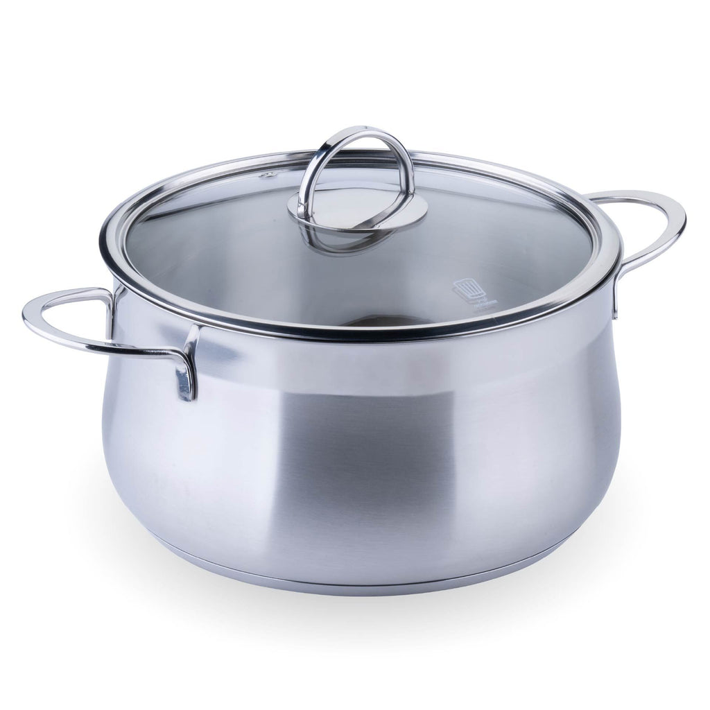 Kjele rustfritt stål med glasslokk Ø24 cm 6 L forfra
