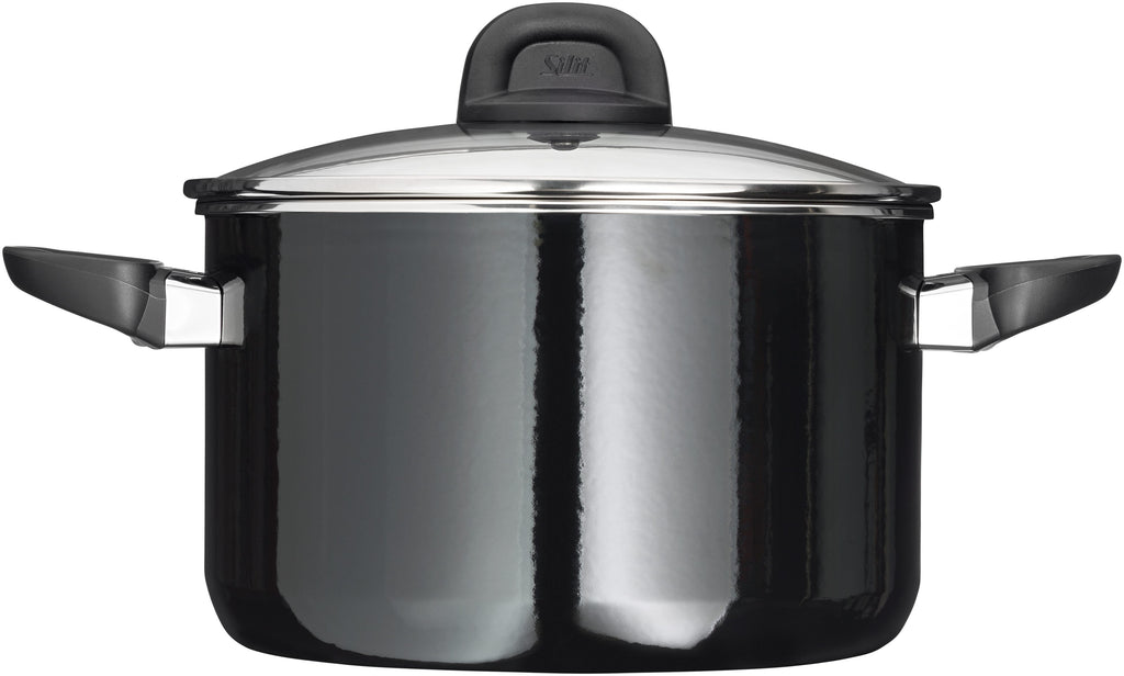 Montert Kjele Silargan® 24 cm med glasslokk, Modesto svart på kokeplate