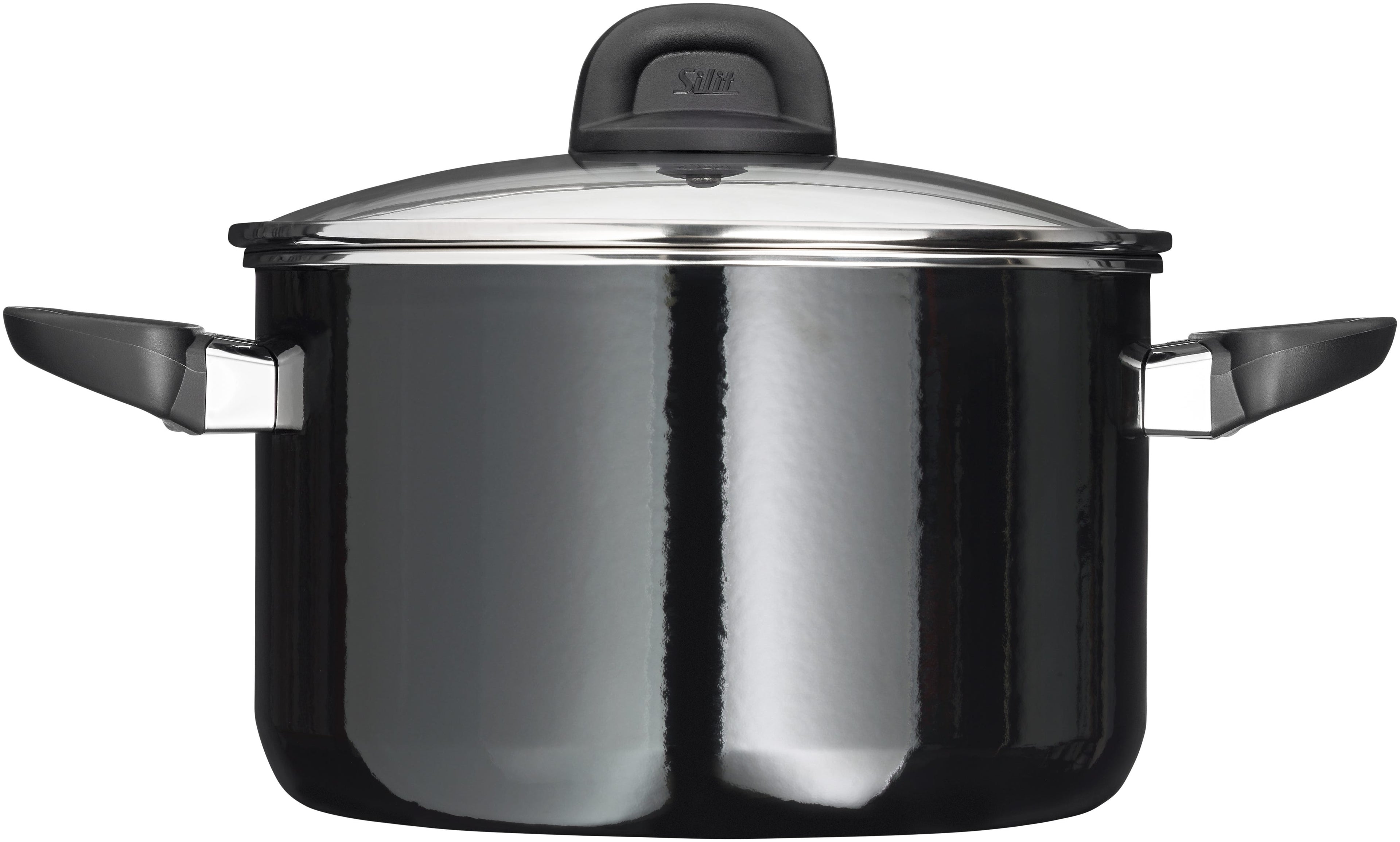 Montert Kjele Silargan® 24 cm med glasslokk, Modesto svart på kokeplate