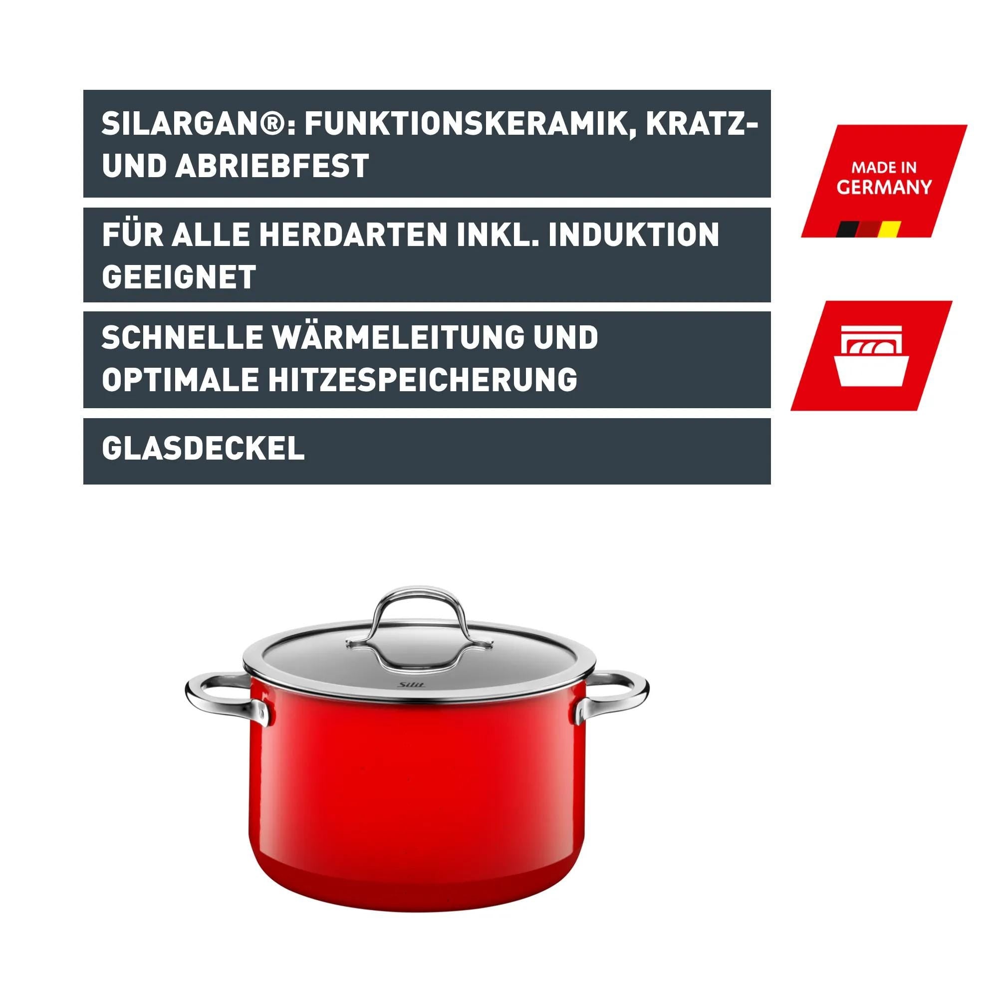 Detalj av Silargan® Passion kjele 16 cm med lokk, rød