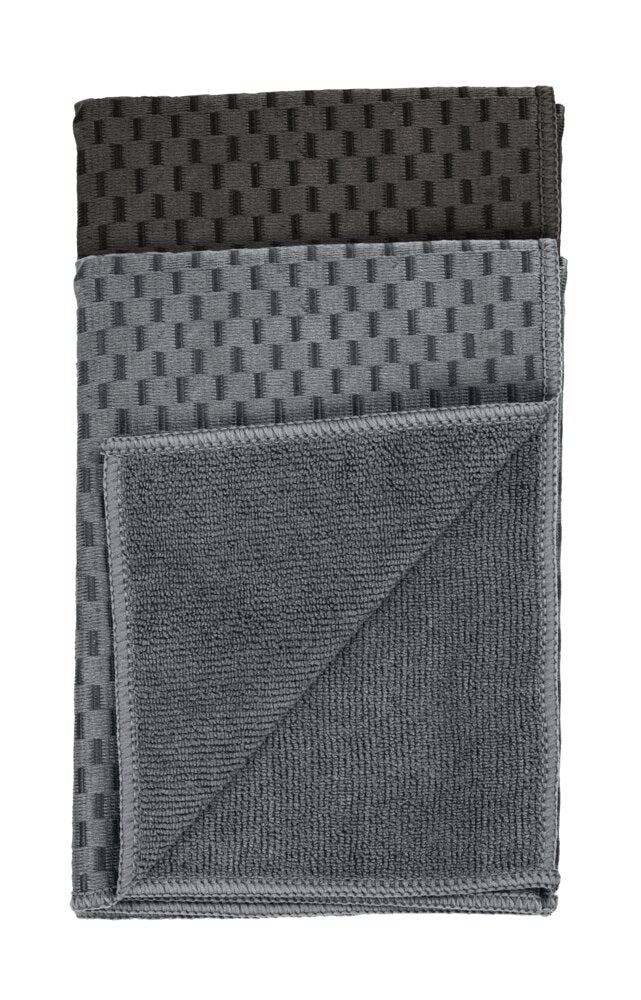 Kjøkkenhåndklær mikrofiber svart 2-delt sett - Wenko forfra