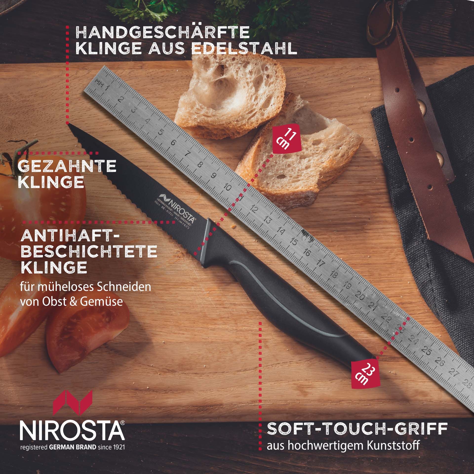 Kjøkkenkniv tagget Wave 11 cm non-stick blad - Nirosta i pakning