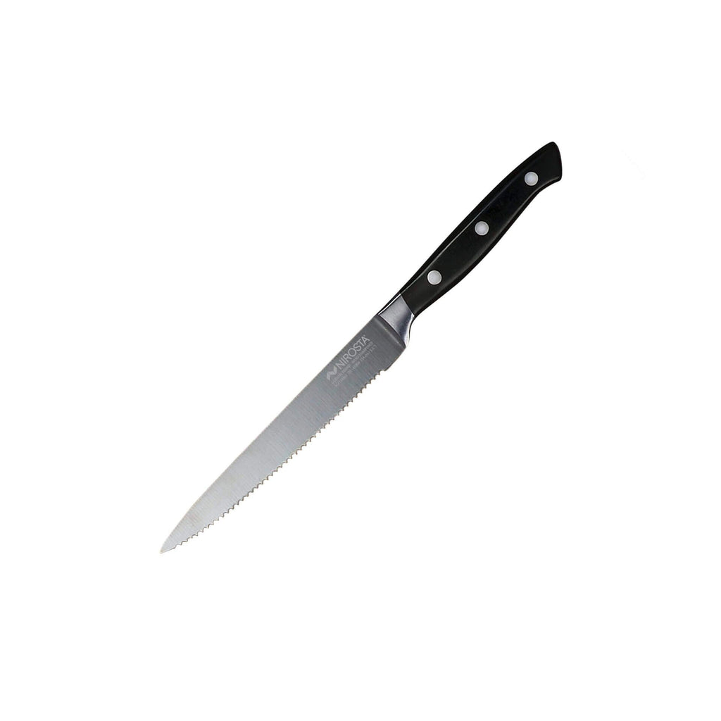 Kjøkkenkniv Trinity 14 cm tagget rustfritt stål blad - Nirosta forfra