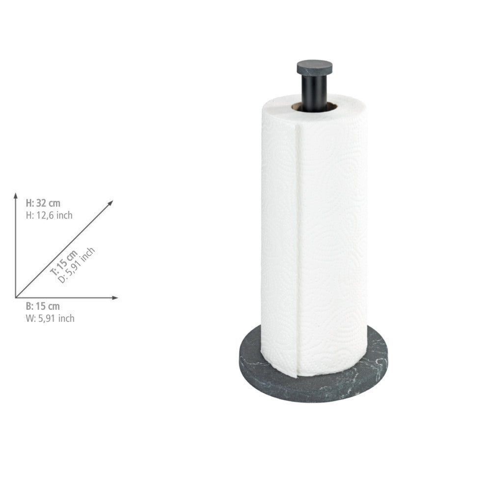 Sideprofil av Kjøkkenrullholder Marmor svart med marmorlook polyresin