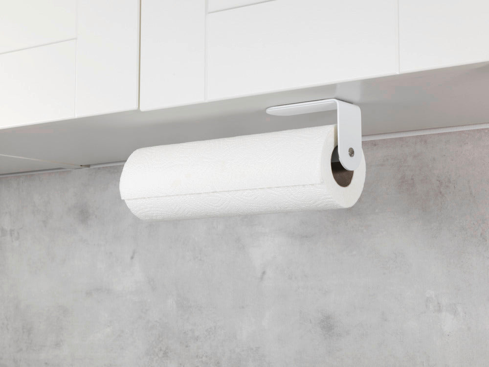Kjøkkenrullholder Nio hvit aluminium med selvklebende bakside