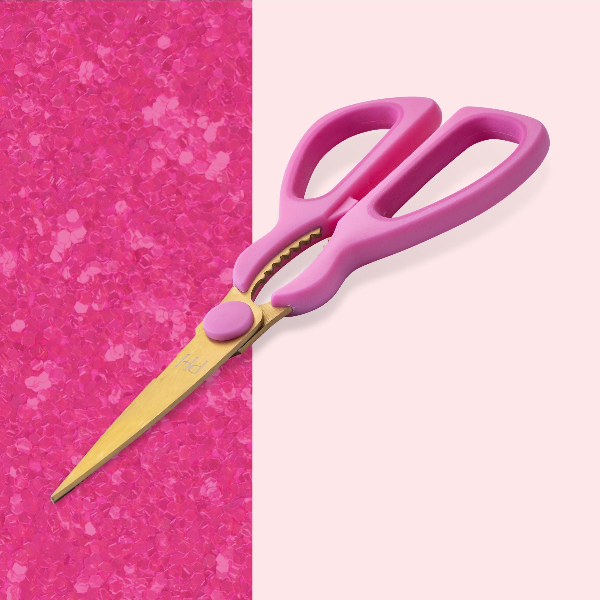 Kjøkkensaks rosa og gull rustfritt stål 23 cm - Paris Hilton detalj av grep