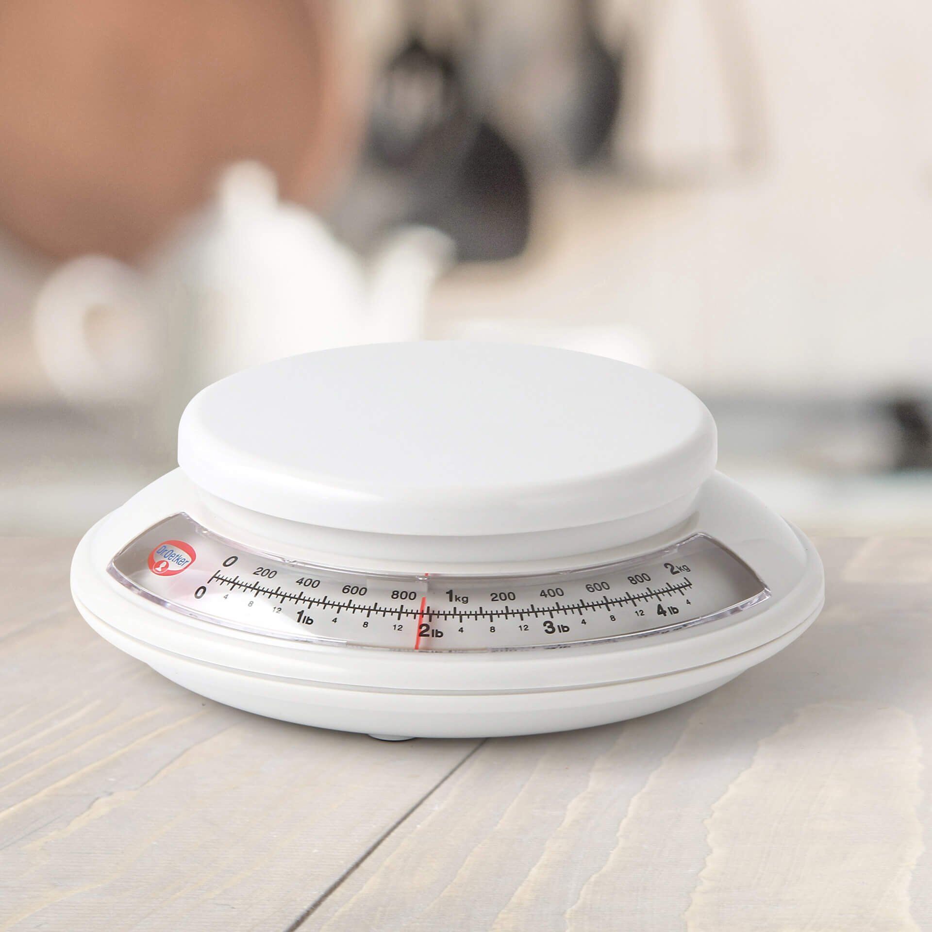 Kjøkkenvekt analog Ø17 cm - Dr. Oetker detalj av skala