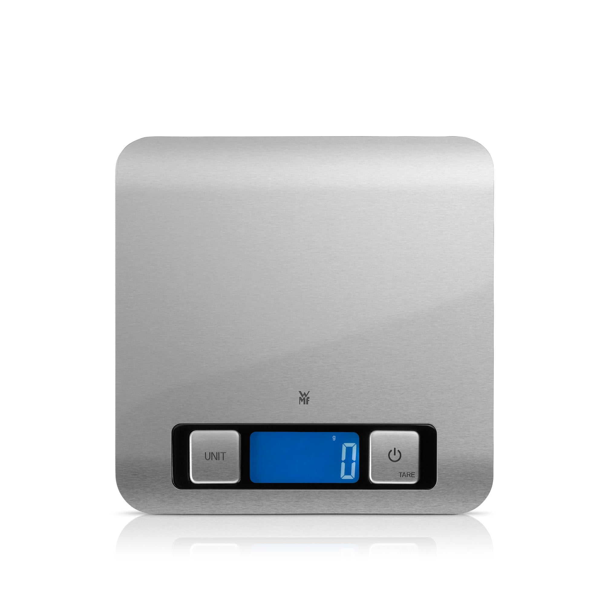 Kjøkkenvekt digital 20 x 20 cm rustfritt stål 5 kg - WMF forfra