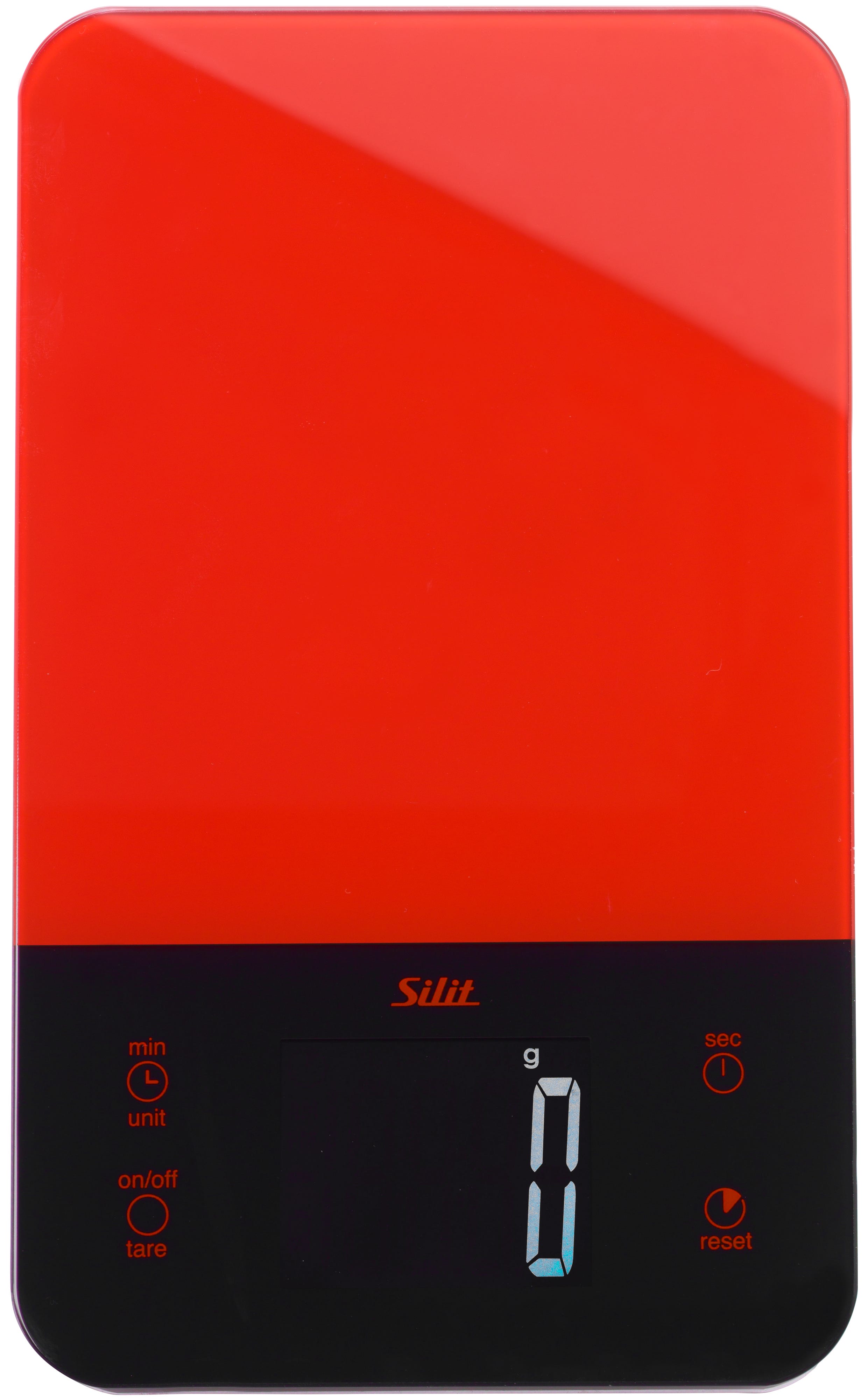 Kjøkkenvekt digital 5 kg med timer rød/svart - Silit bakside