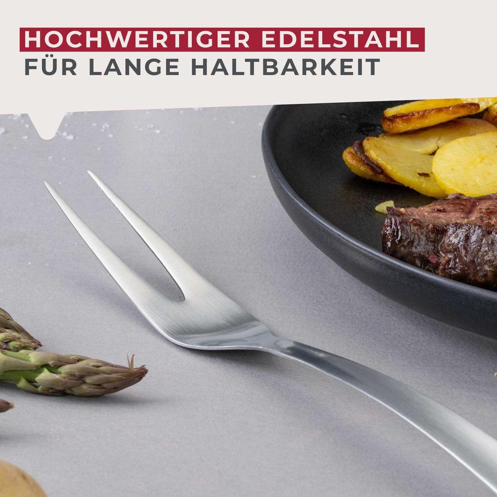 Kjøttgaffel rustfritt stål Essential - Fackelmann håndtak detalj