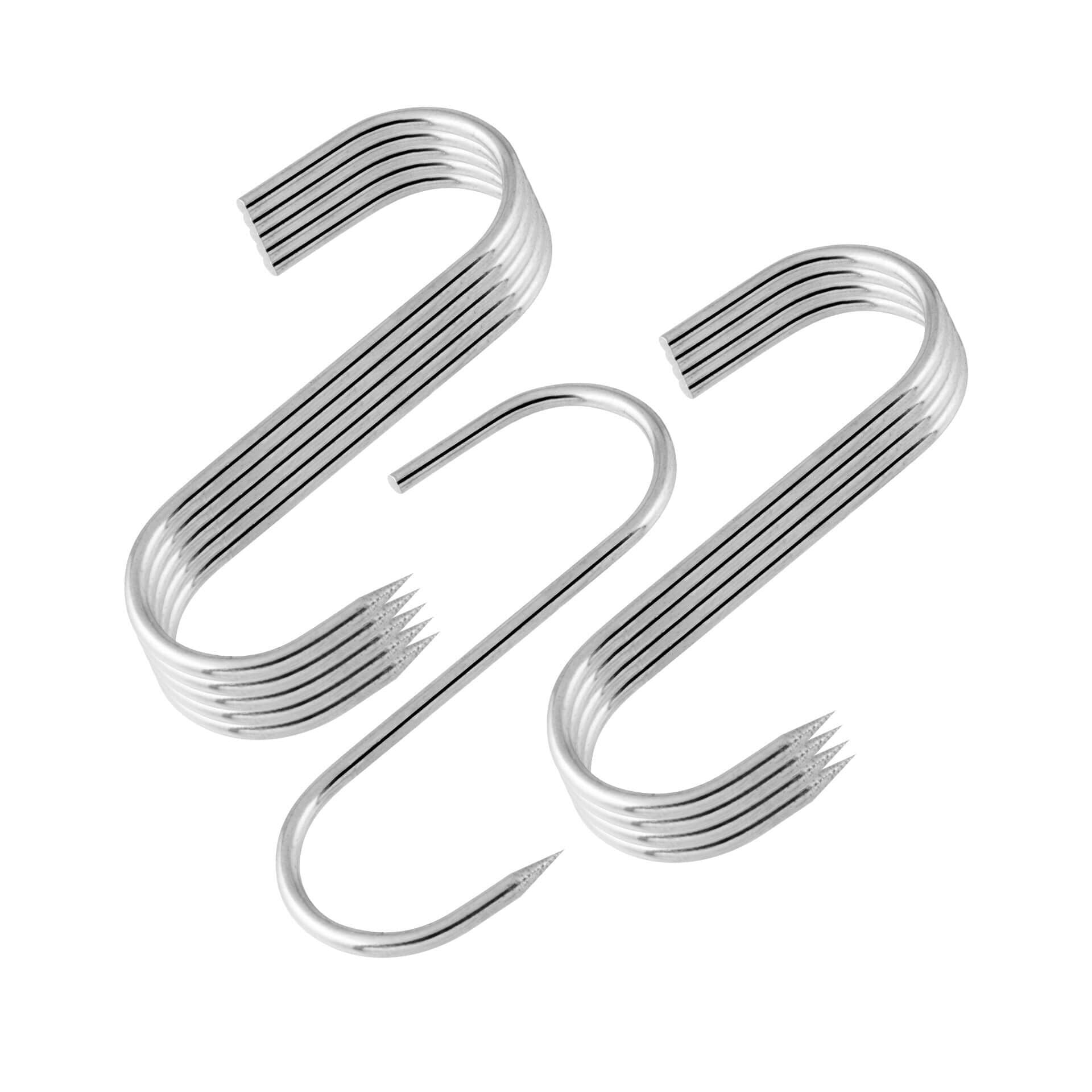 Kjøttkroker rustfritt stål 8 cm 10-delt sett forfra