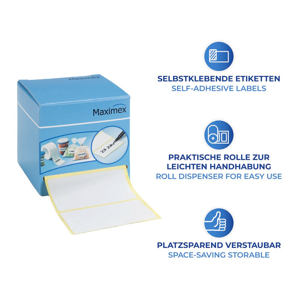 Klebeetiketter 500 stk med dispenser for kjøkken montert