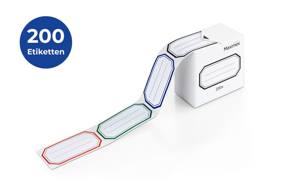 Klebeetiketter vannløselige 200 stk med dispenser bakside