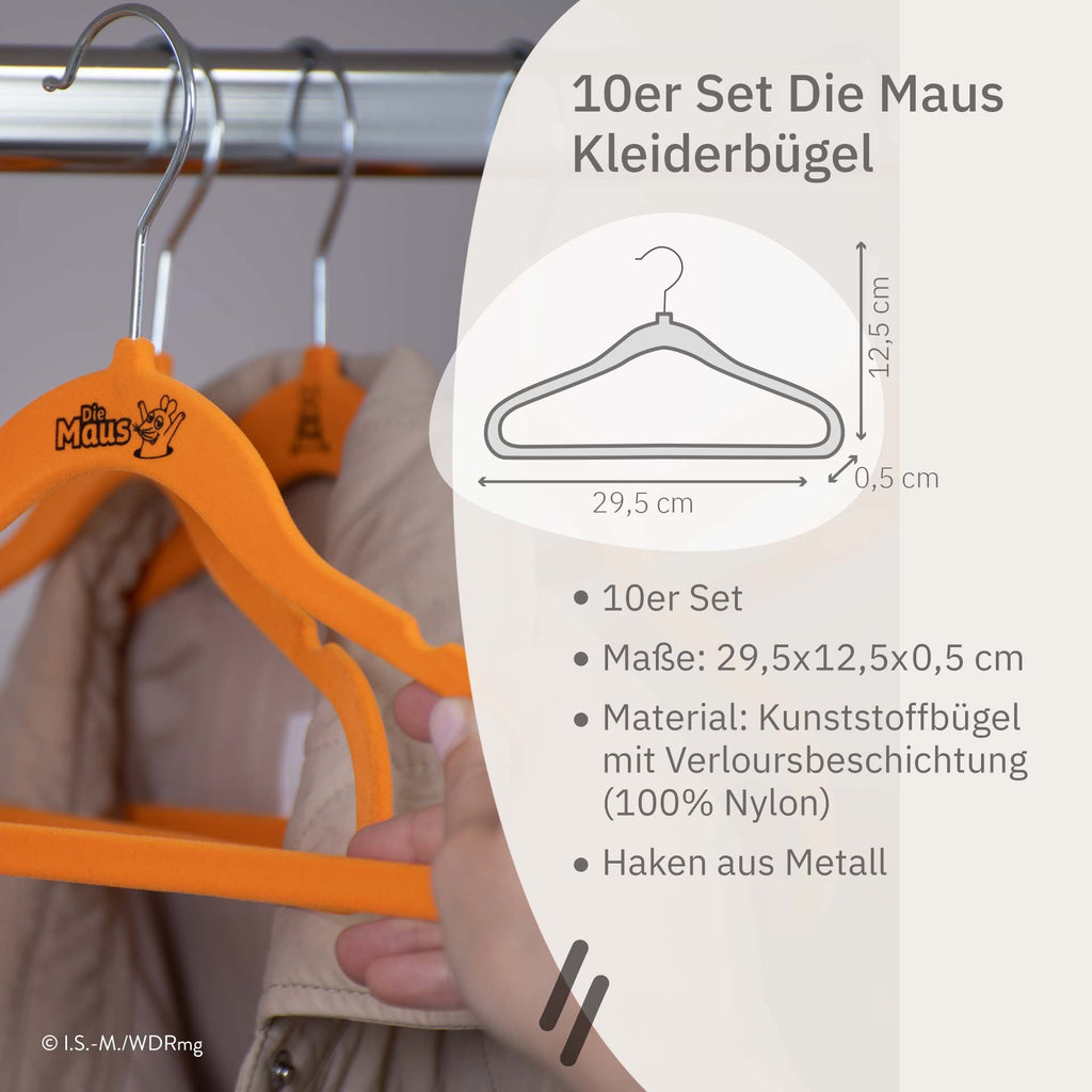 Kleshengere for barn DieMaus 10 stk polyester detalj av metallkrok