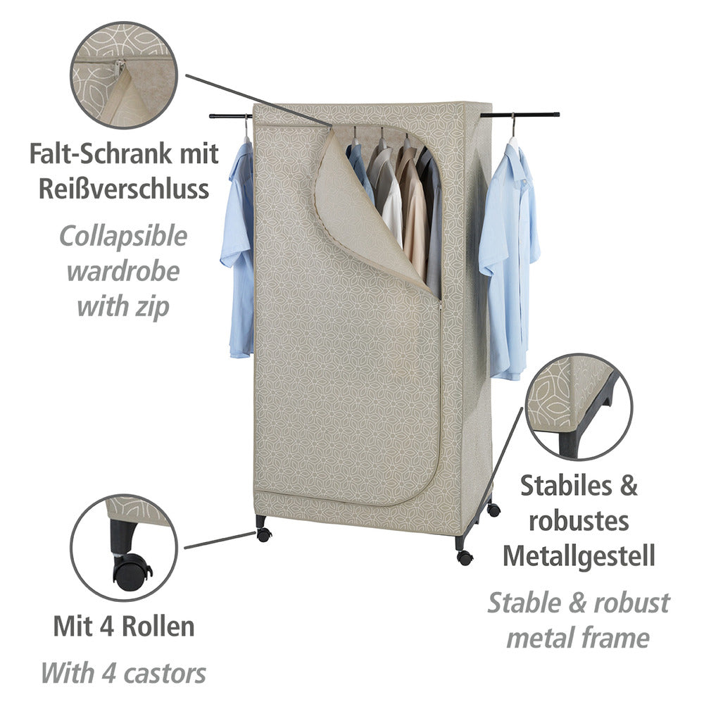 Detalj av glidelås på Klespose Balance med hjul taupe vliesstoff