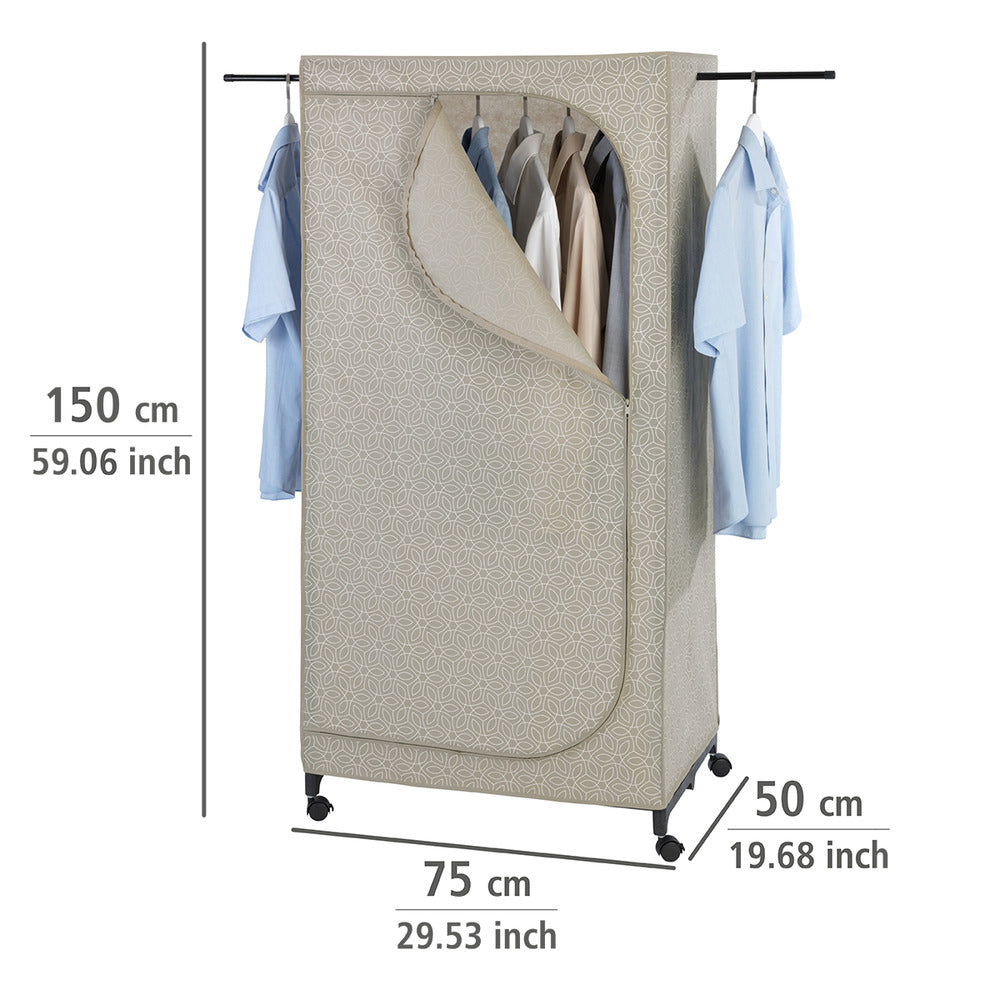 Klespose Balance med hjul og glidelås taupe vliesstoff side
