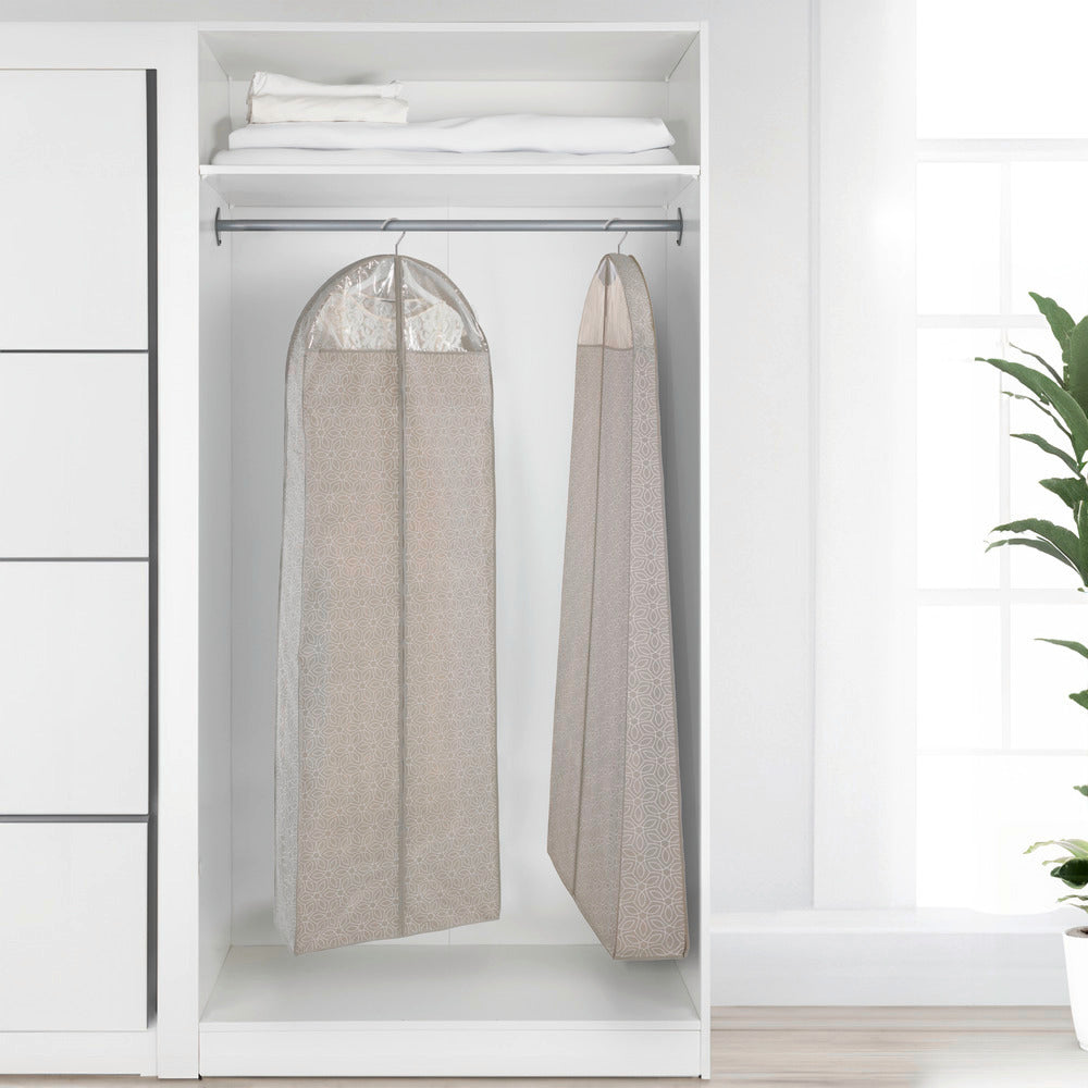 Klesposer 180 x 60 cm 2-delt sett pustende vlies taupe åpnet