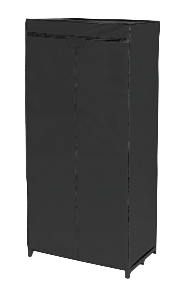Klesstativ Deep Black med hylle, metallramme, svart sideprofil