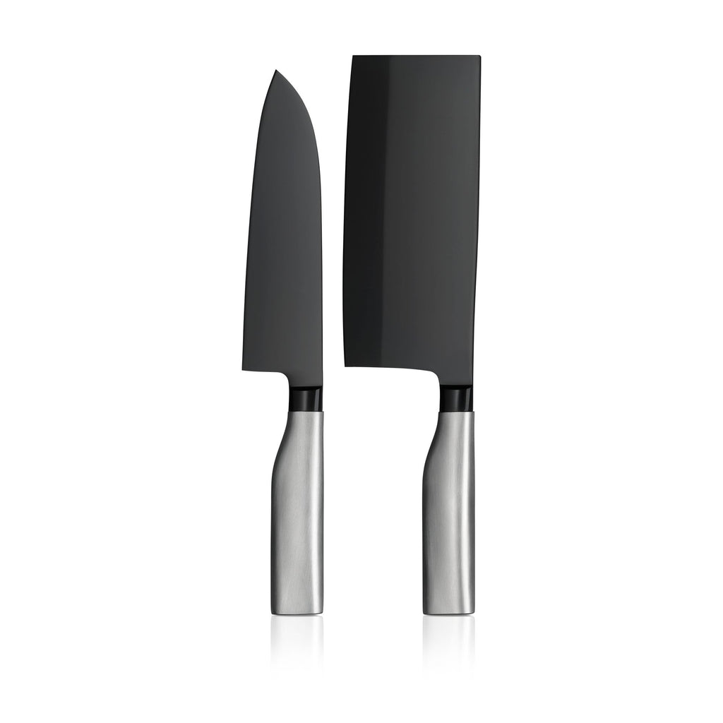 Knivsett 2-delt Ultimate Black santokukniv og kokkekniv 18,5 cm forfra